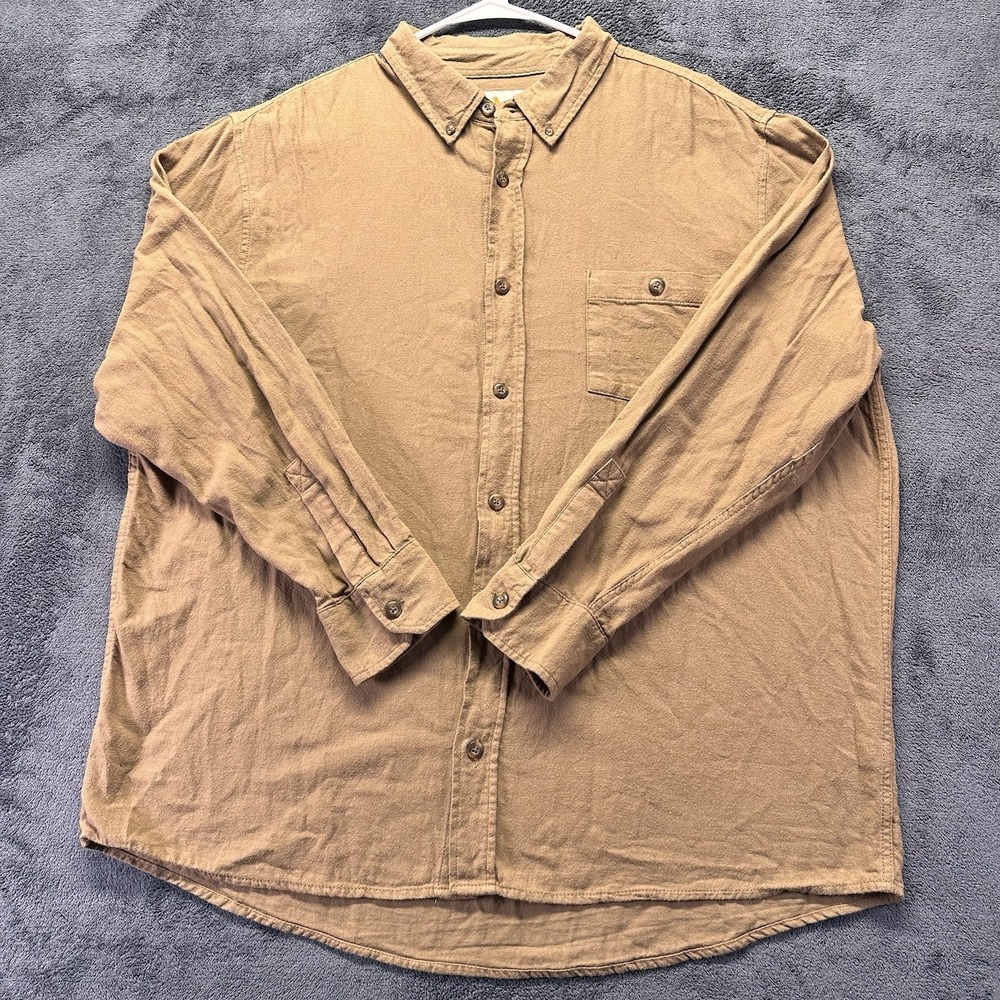 Field & Stream Flannel Shirt Mens 2XL Tan Brown Cotton Button Down Long Sleeve - Picture 2 of 10